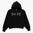 Bape Women's ABC Camo Crystal Logo Wide Zip Hoodie Black