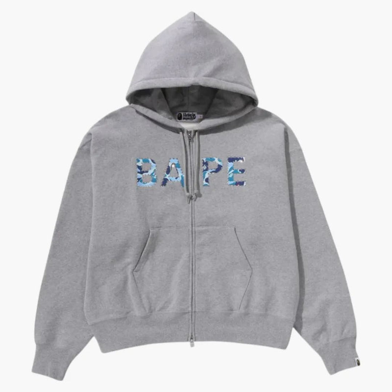 BAPE DENSE DENS ABC CAMO CRYSTAL LOGO Wide Zip Hoodie Grey