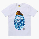Bape Women's ABC Camo Milo on Big Ape Tee White/Blue