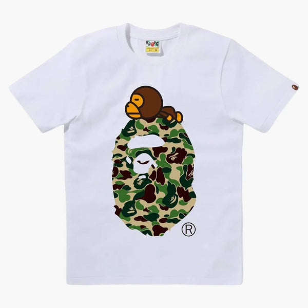 Bape Women's ABC Camo Milo na Big Ape Tee White/Green