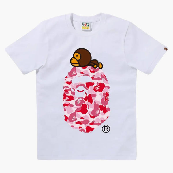 Bape Women's ABC Camo Milo na Big Ape Tee White/Pink