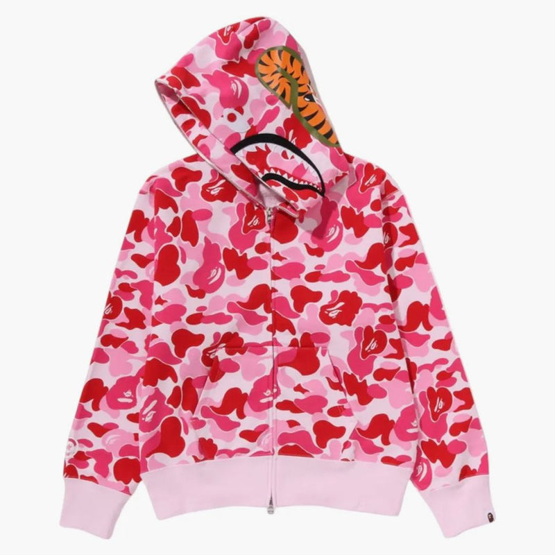 BAPE DENSE DENS ABC CAMO SHARK PLUPNÍ ZIP Hoodie Pink