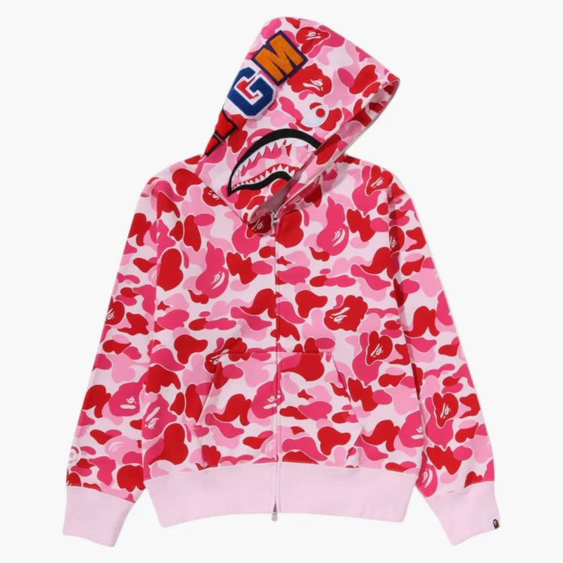 BAPE DENSE DENS ABC CAMO SHARK PLUPNÍ ZIP Hoodie Pink