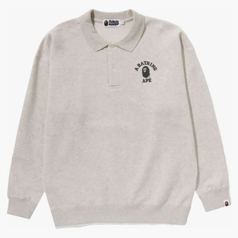 Bape Women's College L/S Polo Shirt Gray