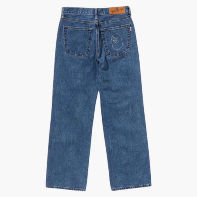 Bape Women's Crystal Ape Flare Denim Pants Blue Blue