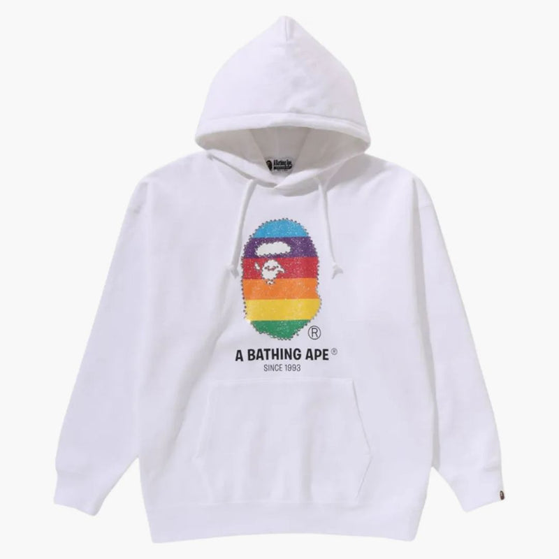 Bape Women's Crystal Ape Cape Giordina oversize Pullover White