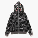 Bape Women's Grid Camo Shark Full Zip Hoodie Black