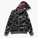 Bape Women's Grid Camo Shark Full Zip Hoodie Black