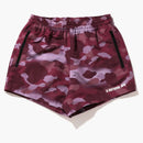Bape Women's Grid Camo Shorts Burgundy