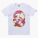 Bape Women's Map Camo Big Ape Head Tea White/Pink