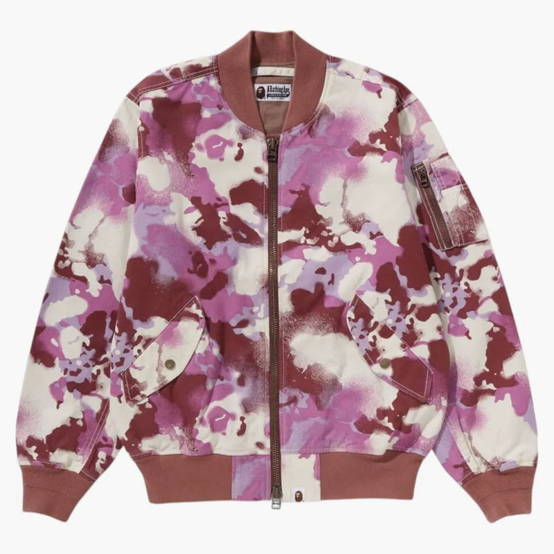 Bape Women's Map Camo Bomber Jacket Pink