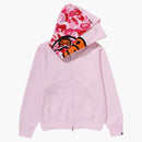 Bape Women's Milo Shark Full Zip Double Hoodie Pink