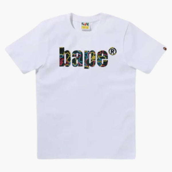 BAPE Dámské neonové camo logo Tee bílé