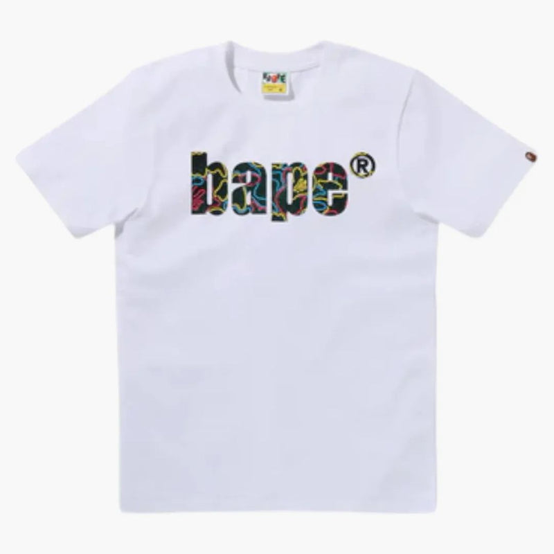 Bape Women's Neon Camo Logo Tee White