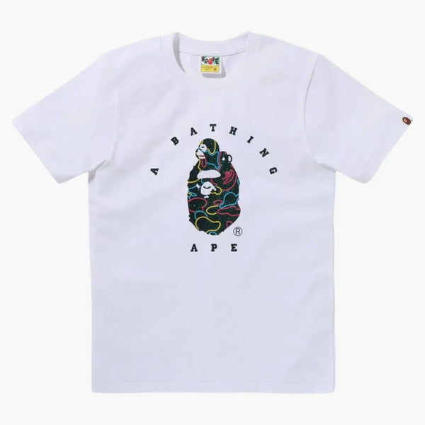 Bape Women's Neon Camo Milo On Ape Head Tee White