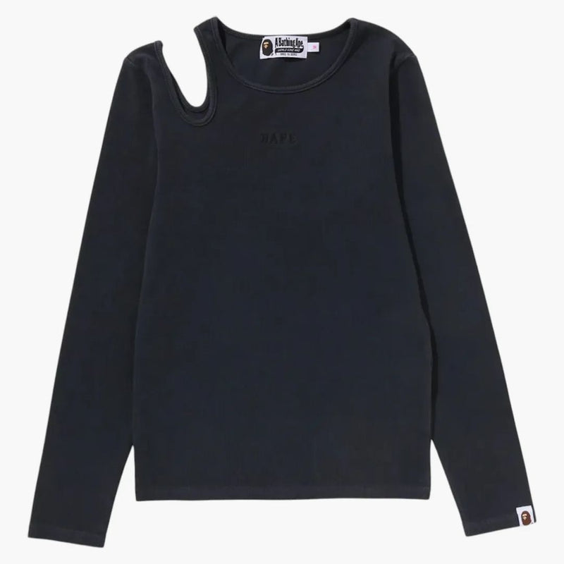 BAPE Dámský pigment obarvený vyříznuté žebro l/s čaj černé