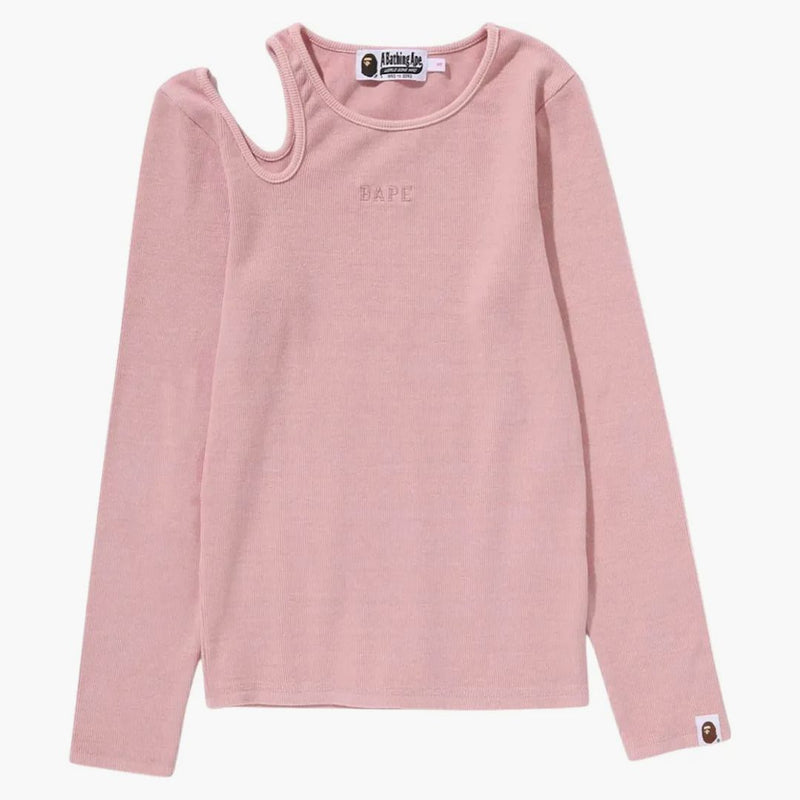BAPE Dámský pigment obarvený vyříznuté žebro l/s čaj růžový