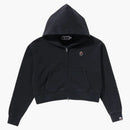 Bape Women's Pigment Dyed One Point Cropped Zip Hoodie Black
