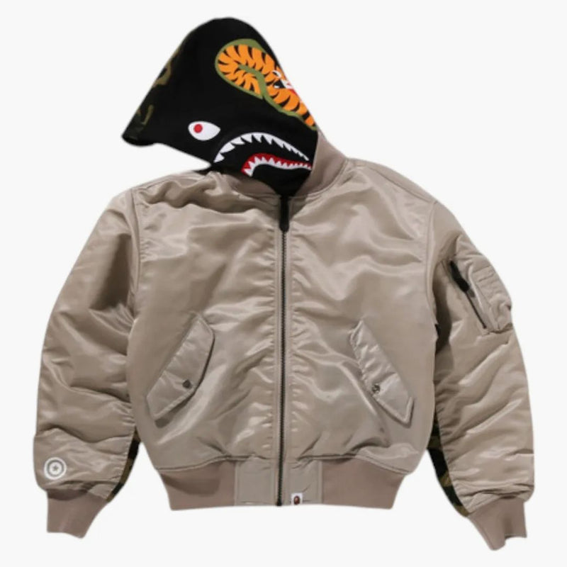 Beige de sudadera con sudadera con capucha de tiburón para mujeres de BAPE