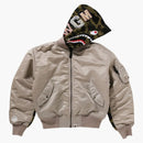 Bape Women's Shark Ma-1 Hoodie Beige