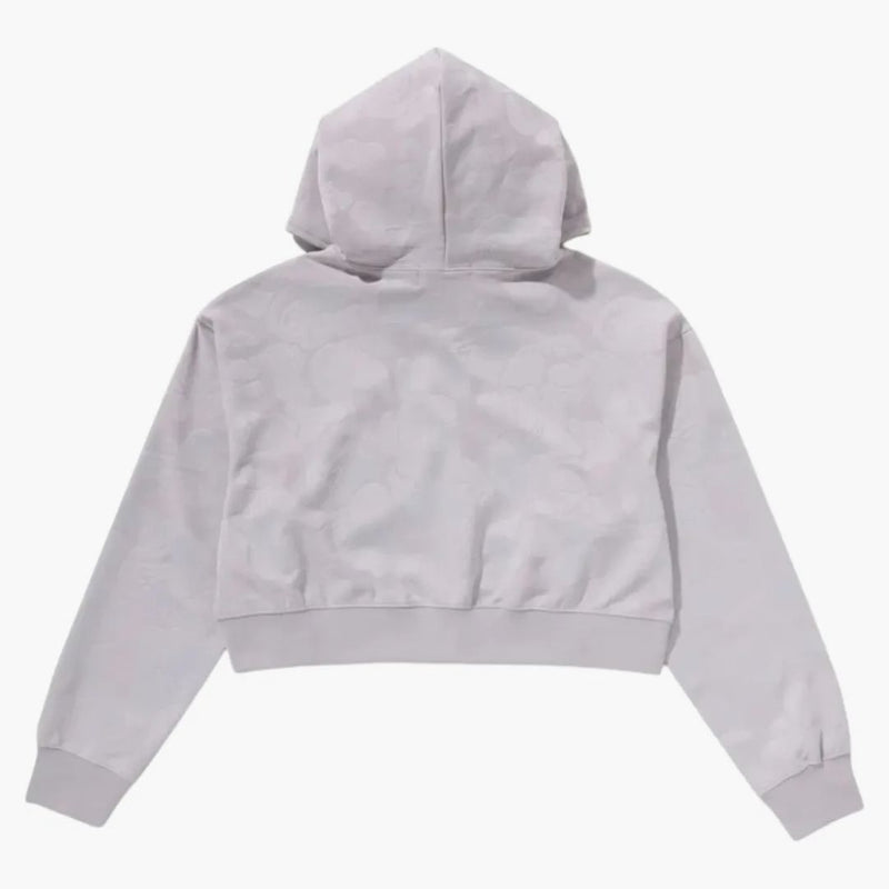 BAPE Dámské solidní Camo Jacquard One Point oříznutá zip mikina šedá