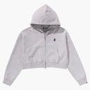 Bape Women's Solid Camo Jacquard One Point Cropped Zip Hoodie Gray