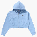 Bape Women's Solid Camo Jacquard One Point Cropped Zip Hoodie Sax