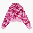 Bape Women's Woodland Camo Cropped Half Zip Sweater Pink