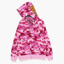Bape Woodland Woodland Camo Shark Full Zip Hoodie Pink
