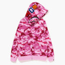 Bape Woodland Woodland Camo Shark Full Zip Hoodie Pink