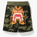Bape Woodland Camo Tiger Sweat Shorts Green