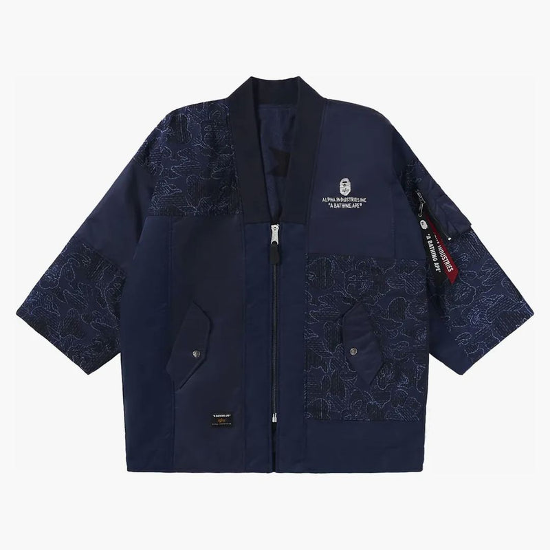 Bape X Alpha Industries Reversible Kimono Jacket Navy