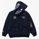 Bape X Alpha Industries Shark Full Zip Hoodie Navy