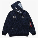 Bape X Alpha Industries Shark Full Zip Hoodie Navy
