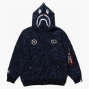 Bape X Alpha Industries Shark Full Zip Hoodie Navy