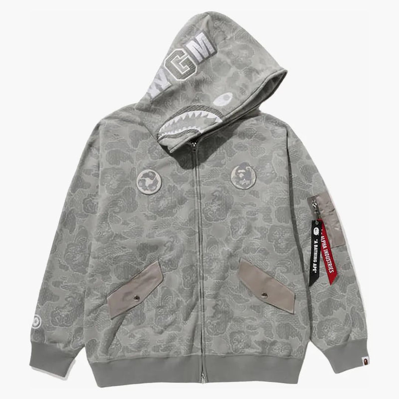Bape x Alpha Industries Shark Full Zip Hoodie OliveDrab