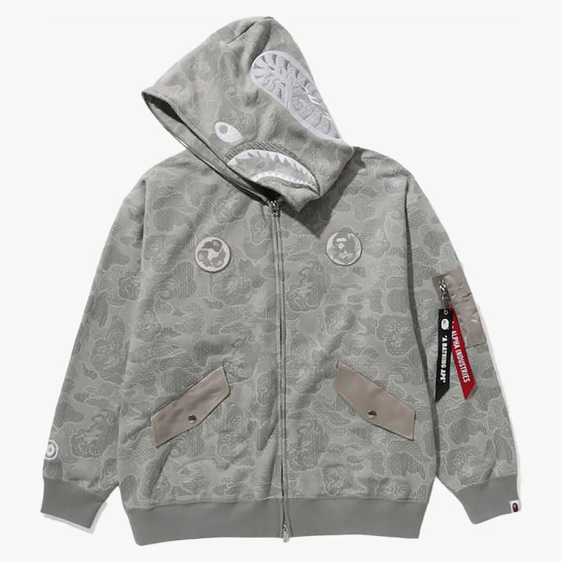Bape x Alpha Industries Shark Full Zip Hoodie OliveDrab