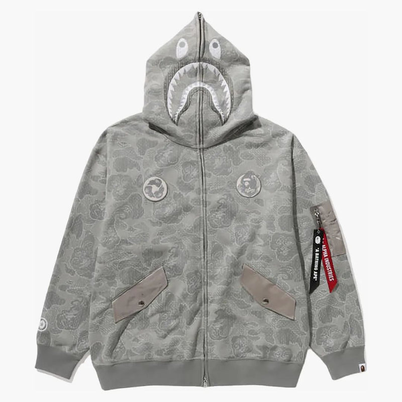 Bape x Alpha Industries Shark Full Zip Hoodie OliveDrab