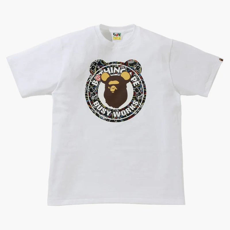 Bape X Bearbrick Camo Bear Busy Works Tea White Black
