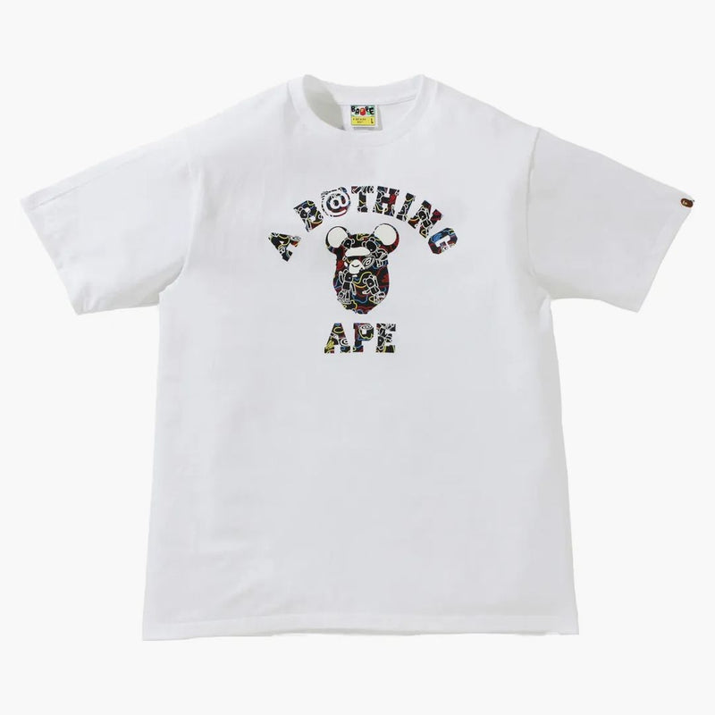 Bape x Bearbrick Camo Bear College Tee White