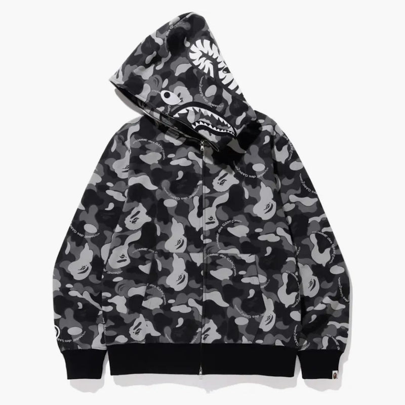 Bape X CDG Osaka Shark Full Zip Hoodie Black/Gray