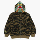 Bape X Clot Camo Shark Full Zip Hoodie Olive