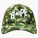 Bape X Clot Egra Camo Trucker Cap Green