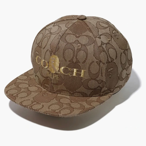 BAPE X entrenador Jacquard Baseball Cap Beige