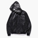 Bape X Coach Leather Shark Hoodie Jacket Black