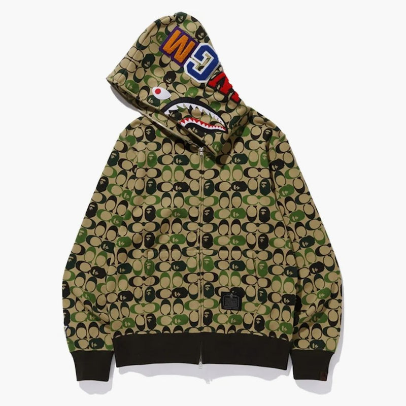 Bape x Coach Shark Full Zip Hoodie Beige