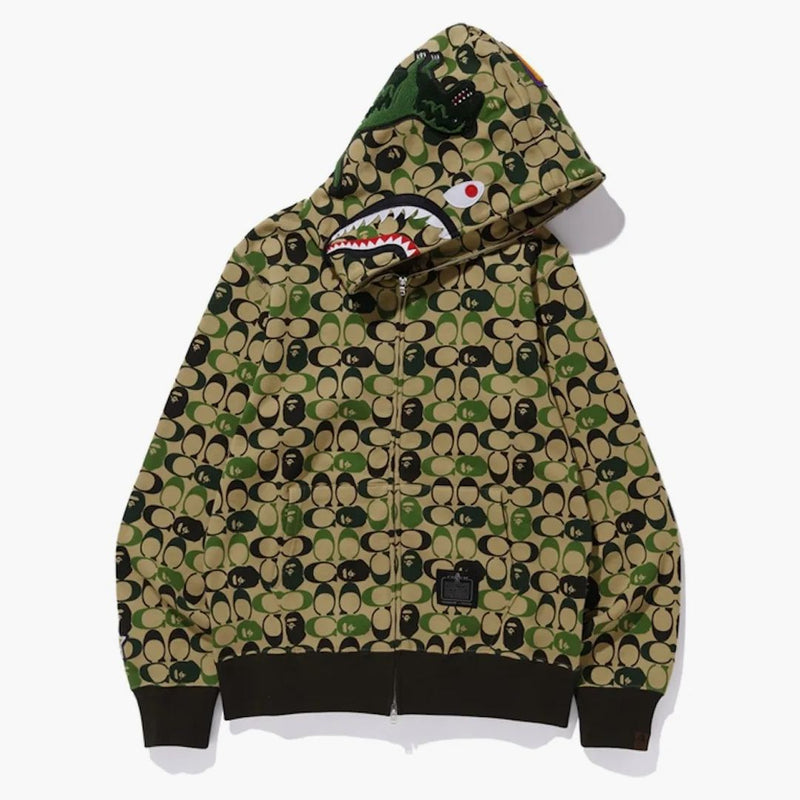 Bape x Coach Shark Full Zip Hoodie Beige