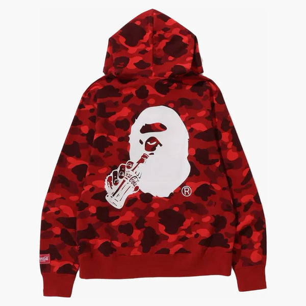 Bape X Coca-cola Color Camo Ape Head Pullover Hoodie Red
