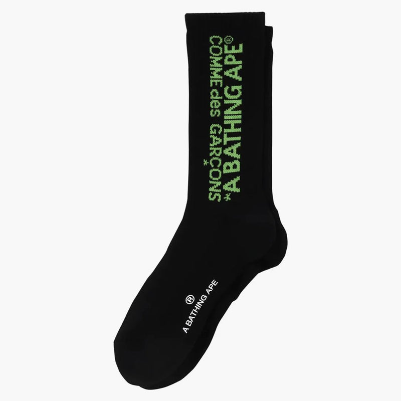 Bape X Comme Des Garcons Logo Socks Black