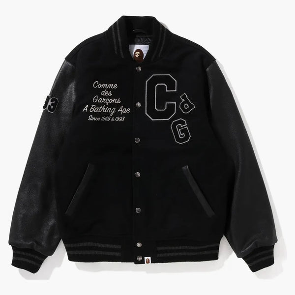 Bape X Comme of the Garcon Osaka Exclusive Versity Jacket Black